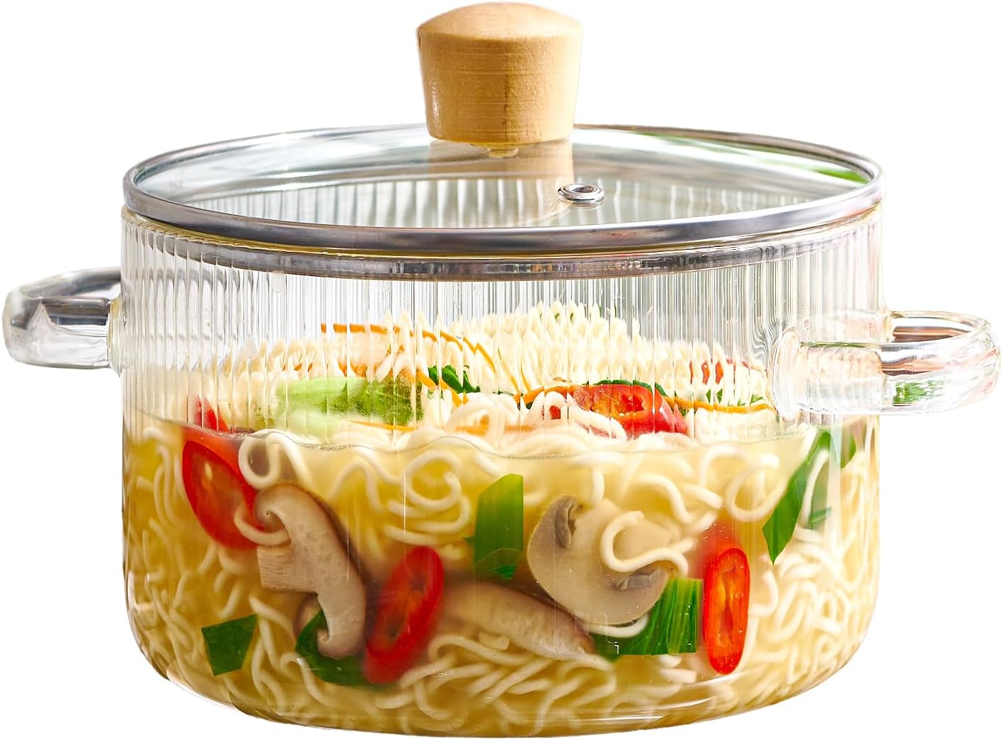Glass Cooking Pot with Lid, Heat Resistant Cooking Pot, Glass Cookware, Stovetop Pot -1.6L Glass Cooking Pot with Lid, Heat Resistant Cooking Pot, Glass Cookware, Stovetop Pot -1.6L